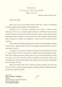 List podpredsedu NR SR Gábora Grendela