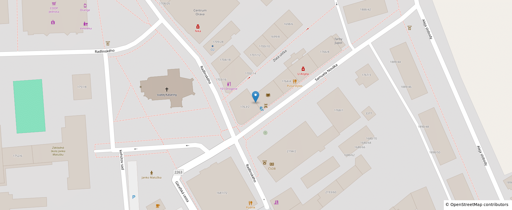 Mapa s umiestnením Oravskej knižnice